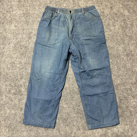 Vintage Habands Ice House Flannel Lined Jeans Men's 36S Blue Light Wash Denim - Picture 1 of 7